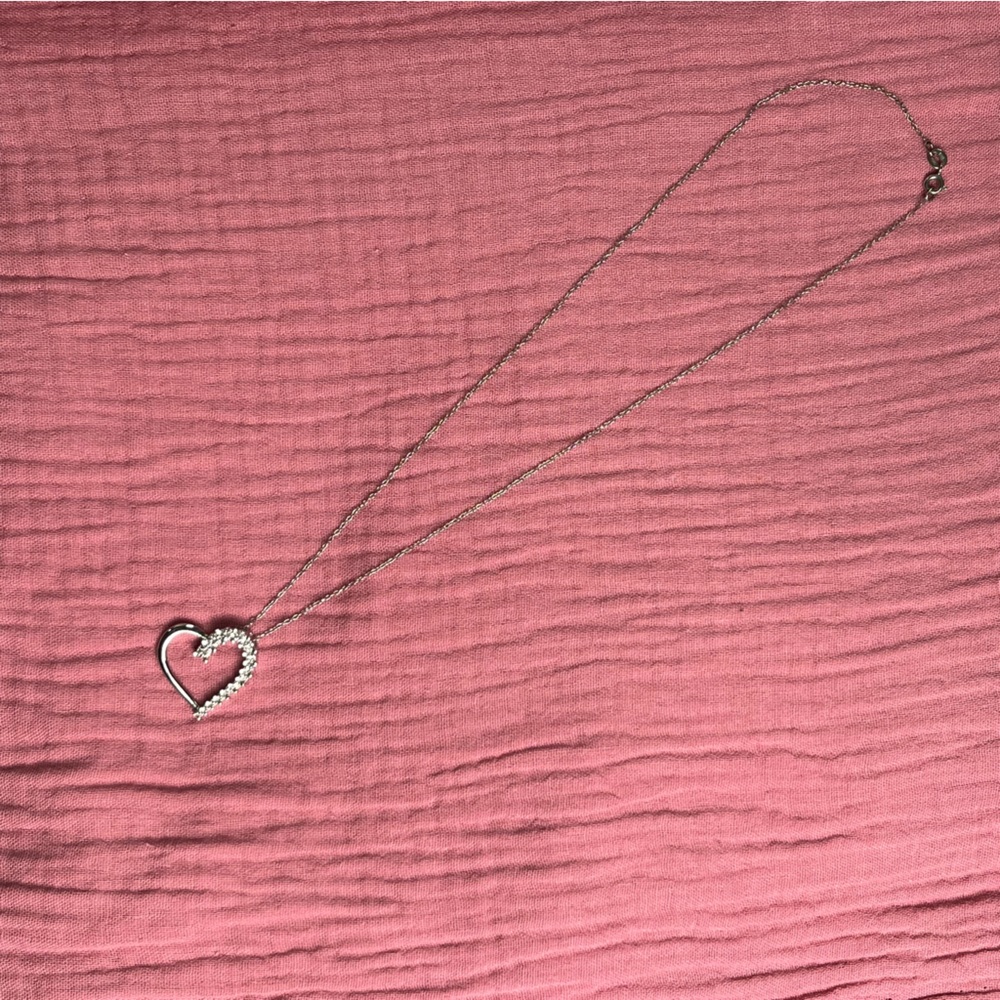Sterling Silver Heart Diamond Necklace